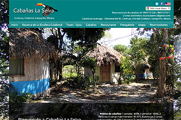 Website Cabañas La Selva, Conhuas, Calakmul, Campeche